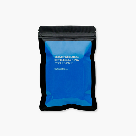 Kettlebell King fitness card game deck front view - portable workout builder for strength training