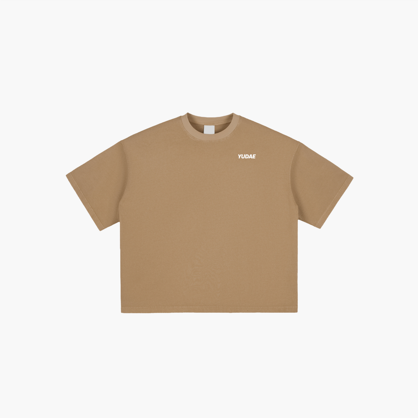 Brown t-shirt with a logo on a white background