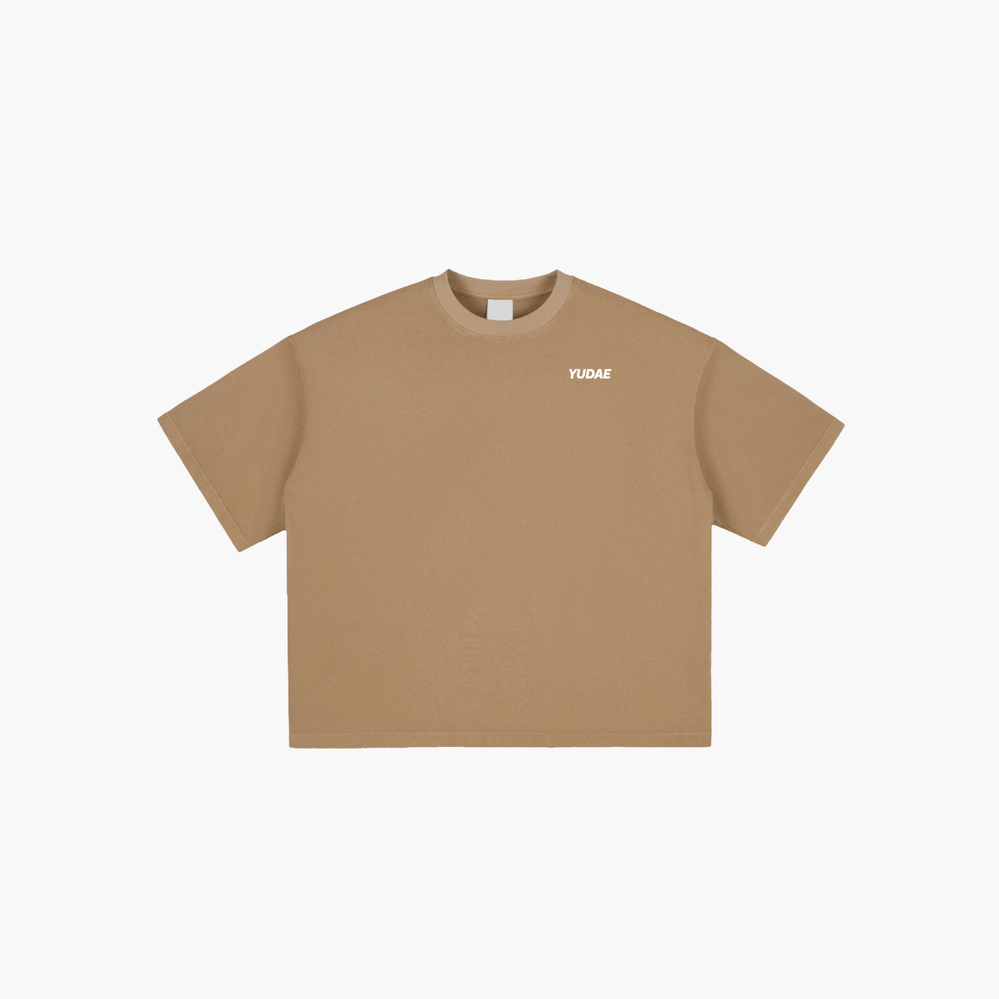 Brown t-shirt with a logo on a white background